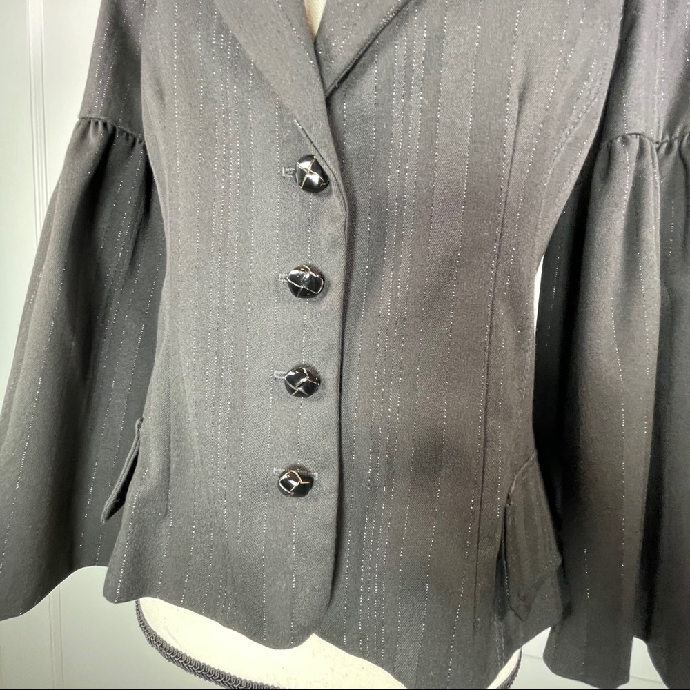 Poleci Metallic Pin-Stripe Jacket w/ Bell Sleeves - Picture 7 of 15